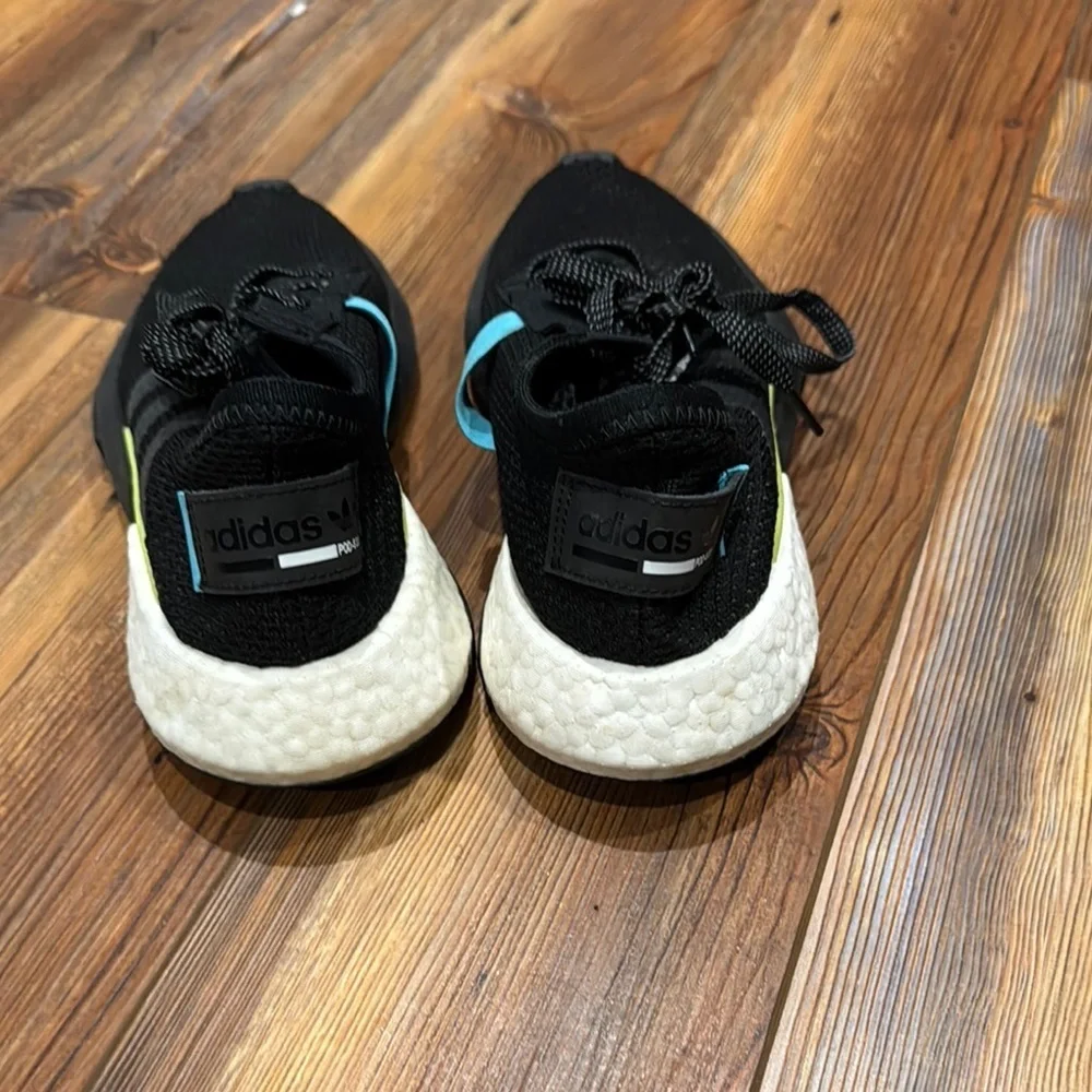 Adidas Black and Blue Sneakers with Mesh Upper and Cushioned Sole